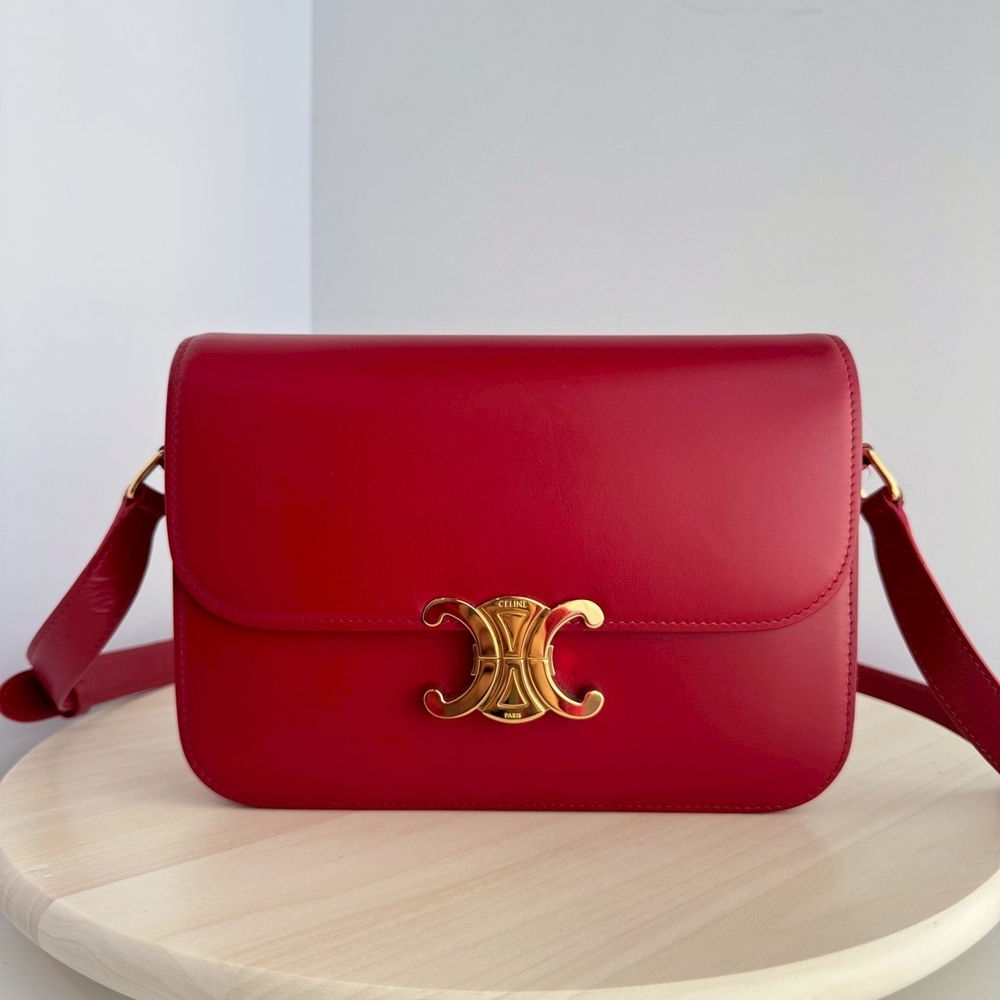 Celine Red Crossbody Bag with Ghw